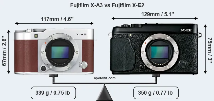 Size Fujifilm X-A3 vs Fujifilm X-E2