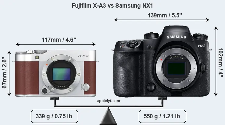 Size Fujifilm X-A3 vs Samsung NX1