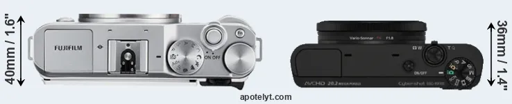 Compare X-A3 versus RX100 top