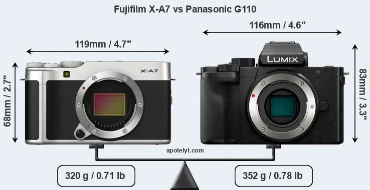 Size Fujifilm X-A7 vs Panasonic G110