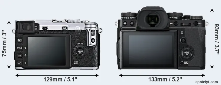 Comparison X-E1 or X-T3 rear