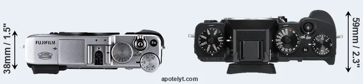 Compare X-E1 versus X-T3 top