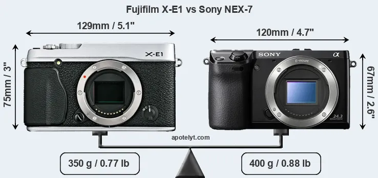 Size Fujifilm X-E1 vs Sony NEX-7