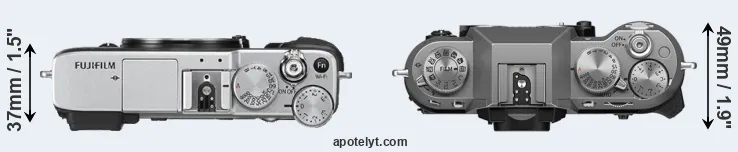 Compare X-E2S versus X-T50 top