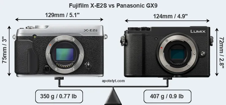 Size Fujifilm X-E2S vs Panasonic GX9