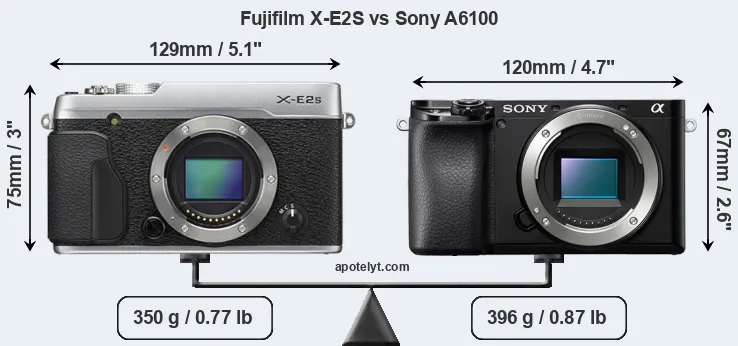 Size Fujifilm X-E2S vs Sony A6100