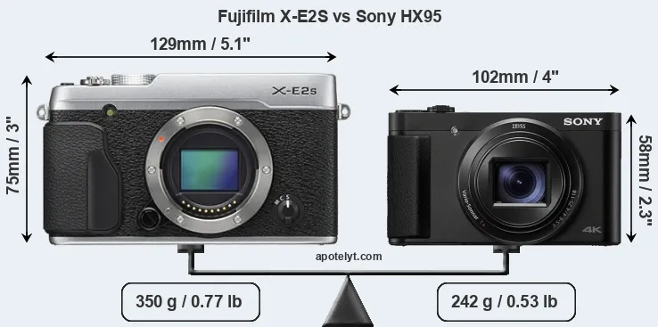 Size Fujifilm X-E2S vs Sony HX95
