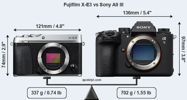 Size Fujifilm X-E3 vs Sony A9 III