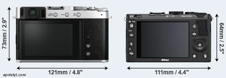 Comparison X-E4 or Coolpix A rear