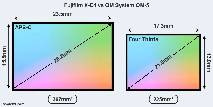 Fujifilm X-E4 and OM System OM-5 sensor measures