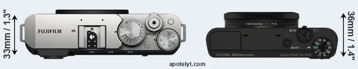 Compare X-E4 versus RX100 top