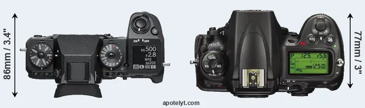 Compare X-H1 versus D700 top