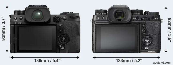 Comparison X-H2 or X-T2 rear