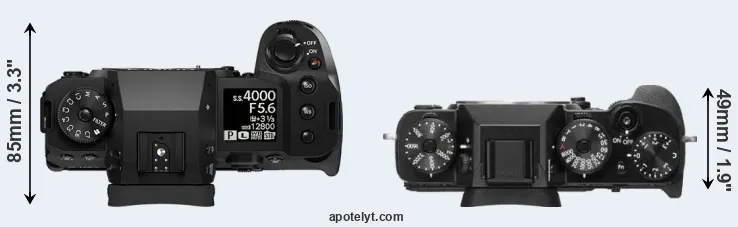 Compare X-H2 versus X-T2 top