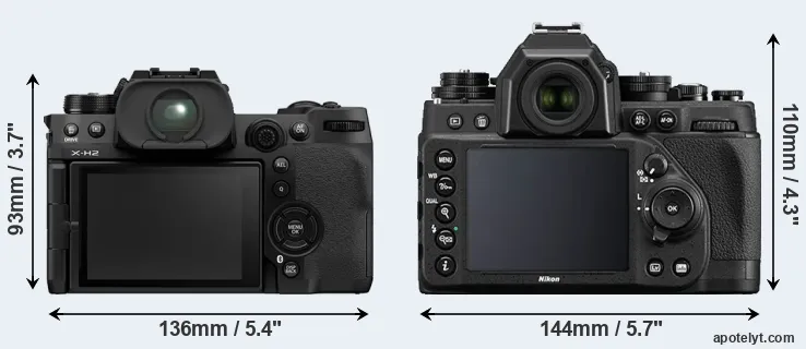 Comparison X-H2 or Df rear