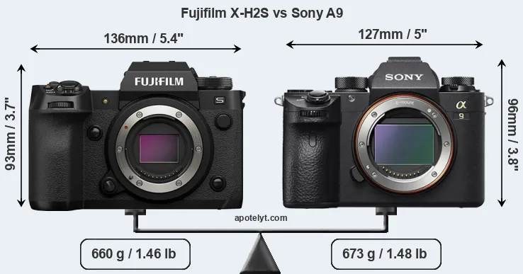 Size Fujifilm X-H2S vs Sony A9