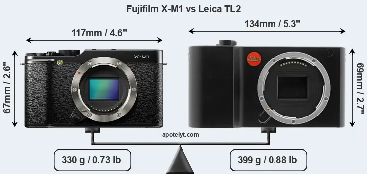 Size Fujifilm X-M1 vs Leica TL2