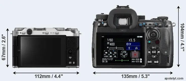 Comparison X-M5 or K-3 III rear