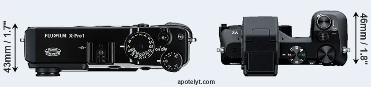 Compare X-Pro1 versus V2 top