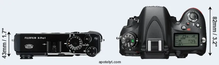 Compare X-Pro1 versus D610 top