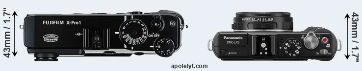 Compare X-Pro1 versus LX5 top