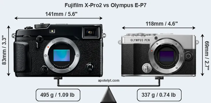 Size Fujifilm X-Pro2 vs Olympus E-P7