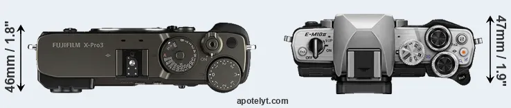 Compare X-Pro3 versus E-M10 II top