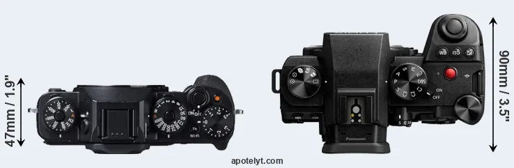 Compare X-T1 versus S5 II top