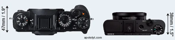 Compare X-T1 versus RX100 II top