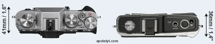 Compare X-T10 versus E-P2 top