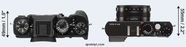Compare X-T2 versus D-LUX Typ 109 top