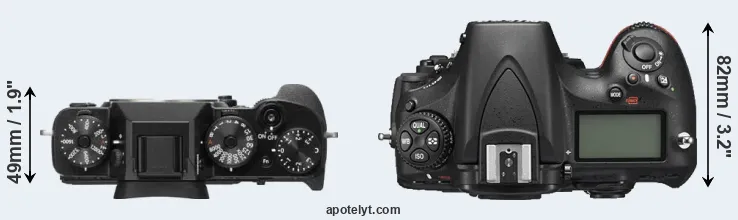 Compare X-T2 versus D810 top