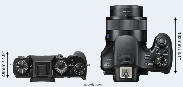 Compare X-T2 versus HX400V top
