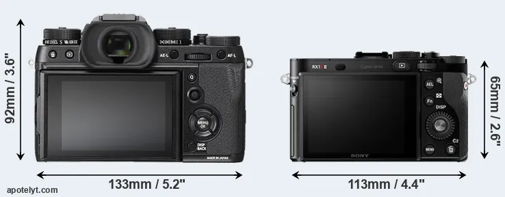 Comparison X-T2 or RX1R II rear