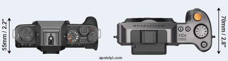 Compare X-T200 versus X1D II top