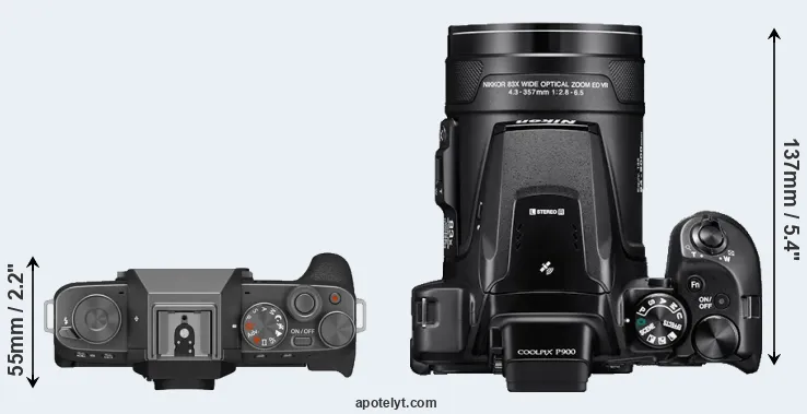 Compare X-T200 versus P900 top