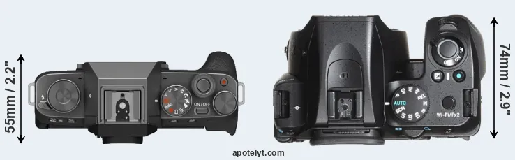 Compare X-T200 versus K-70 top