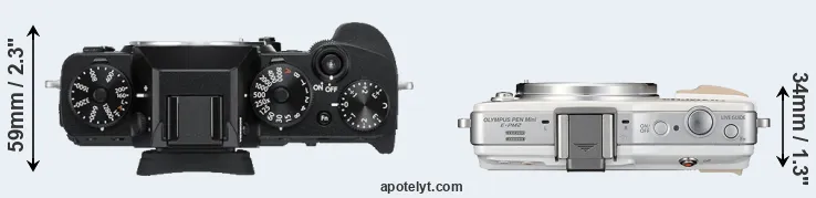 Compare X-T3 versus E-PM2 top