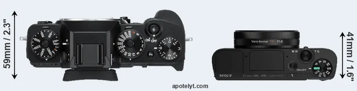 Compare X-T3 versus RX100 IV top