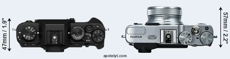 Compare X-T30 II versus X20 top