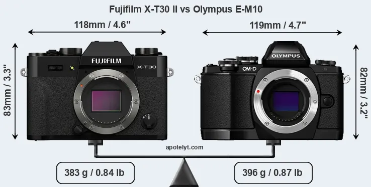 Size Fujifilm X-T30 II vs Olympus E-M10
