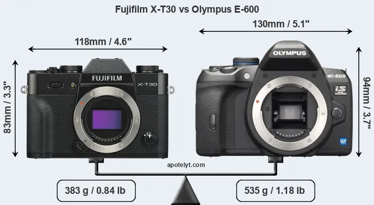 Size Fujifilm X-T30 vs Olympus E-600