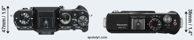 Compare X-T30 versus GF1 top