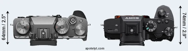 Compare X-T4 versus A7R III top