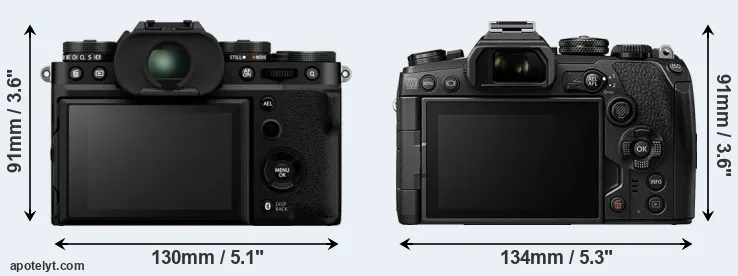 Comparison X-T5 or E-M1 III rear