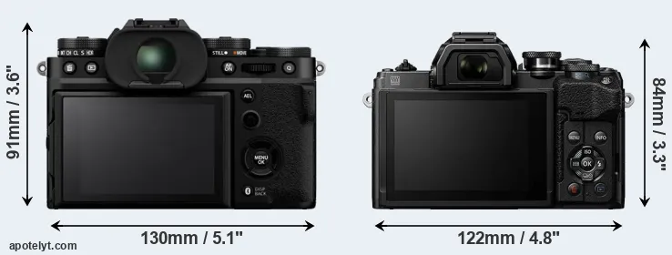 Comparison X-T5 or E-M10 IV rear