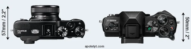 Compare X10 versus E-M10 III top