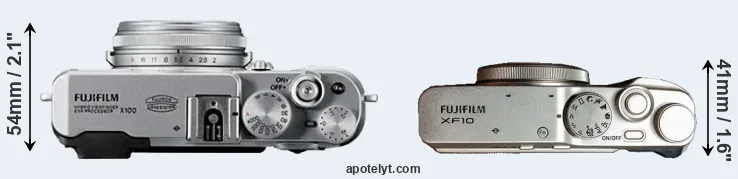 Compare X100 versus XF10 top