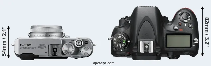 Compare X100 versus D600 top
