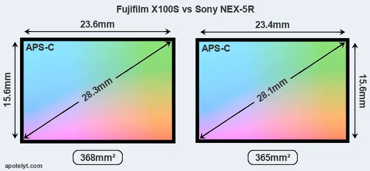 Fujifilm X100S and Sony NEX-5R sensor measures